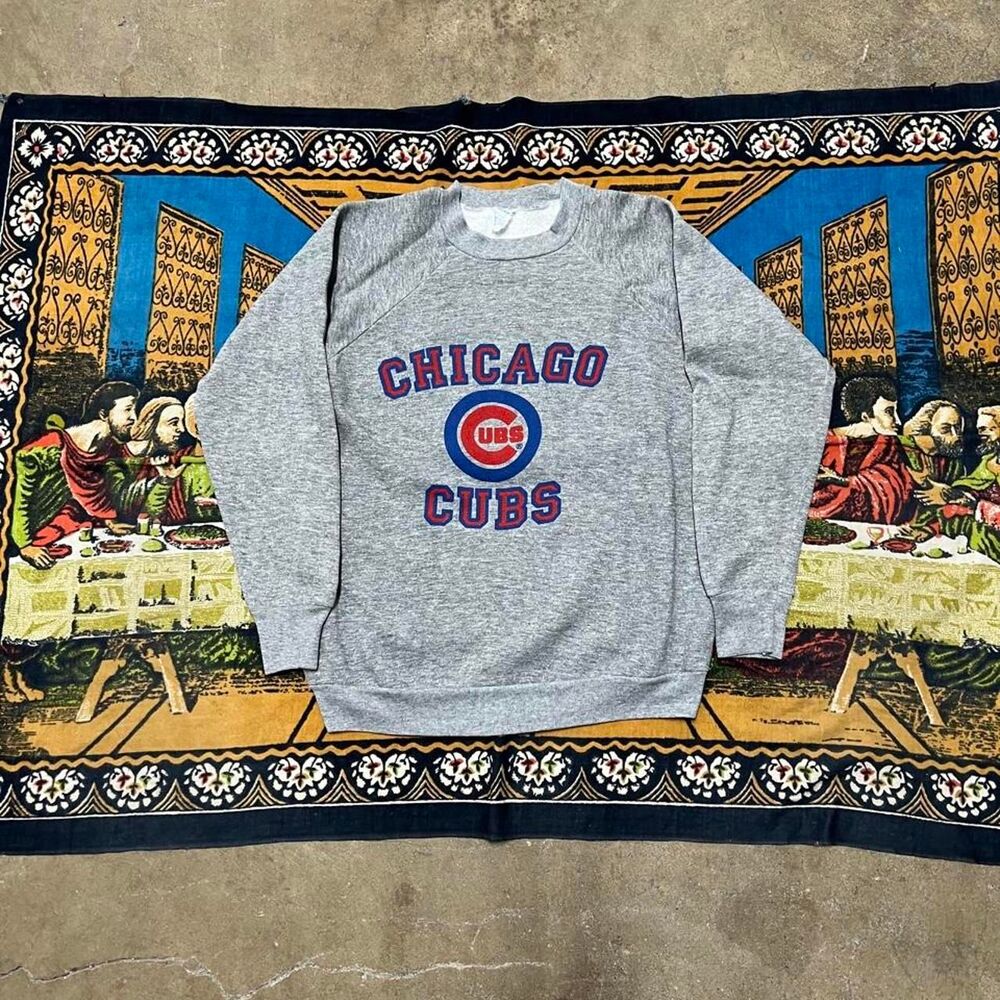 vintage Chicago cubs grey raglan crewneck sweatshirt Size large 80s 90s MLB